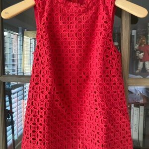 J. Crew Vibrant Red Eyelet Dress